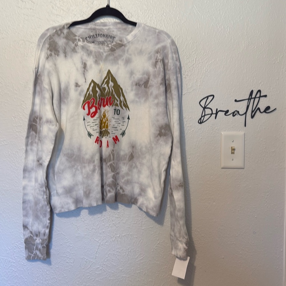 CHILLIONAIRE BY AFFLICTION Women's Thermal Shirt BORN TO ROAM Size M NWT